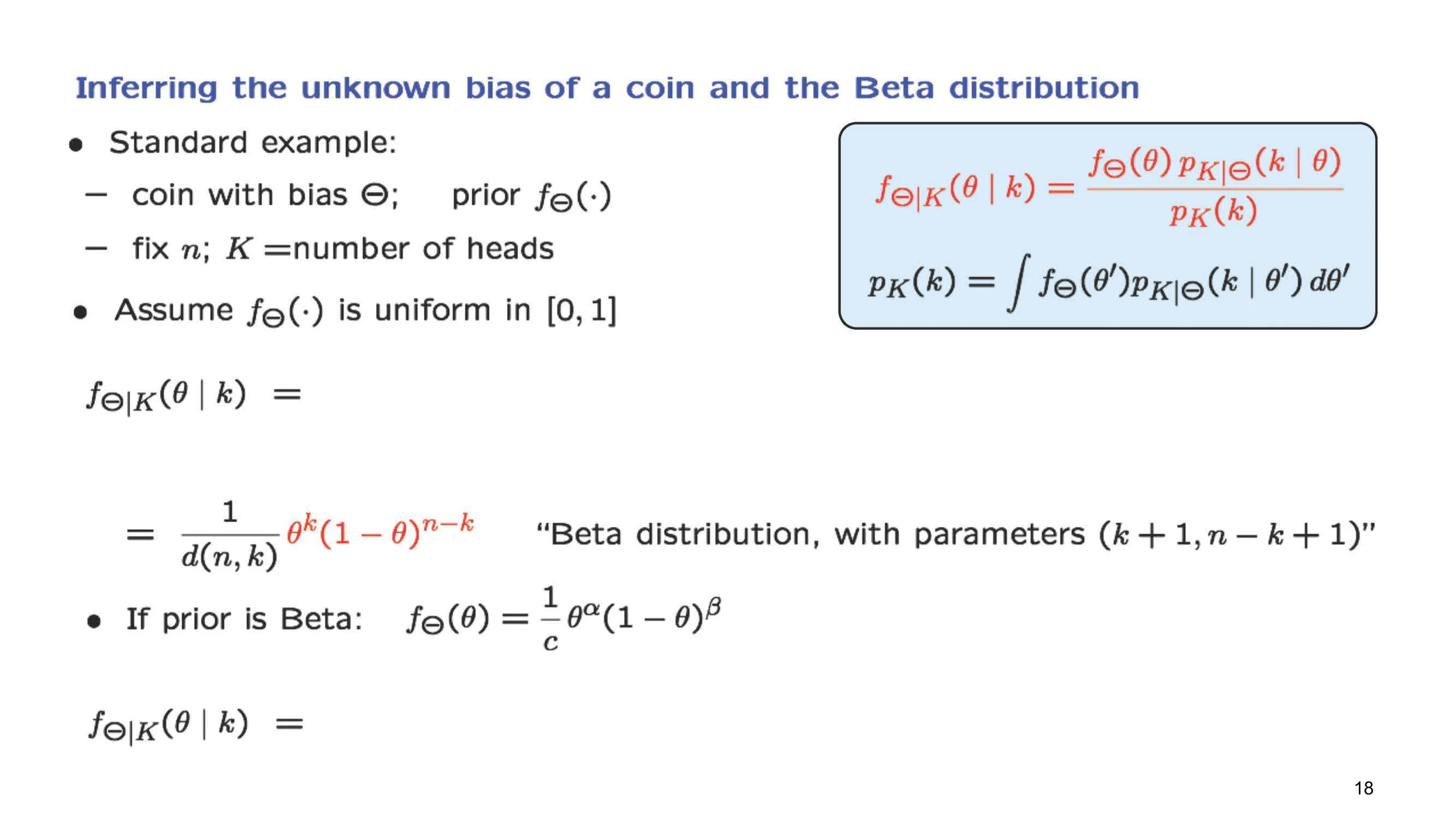 Inferr-ng the unknown bias of a coin and the