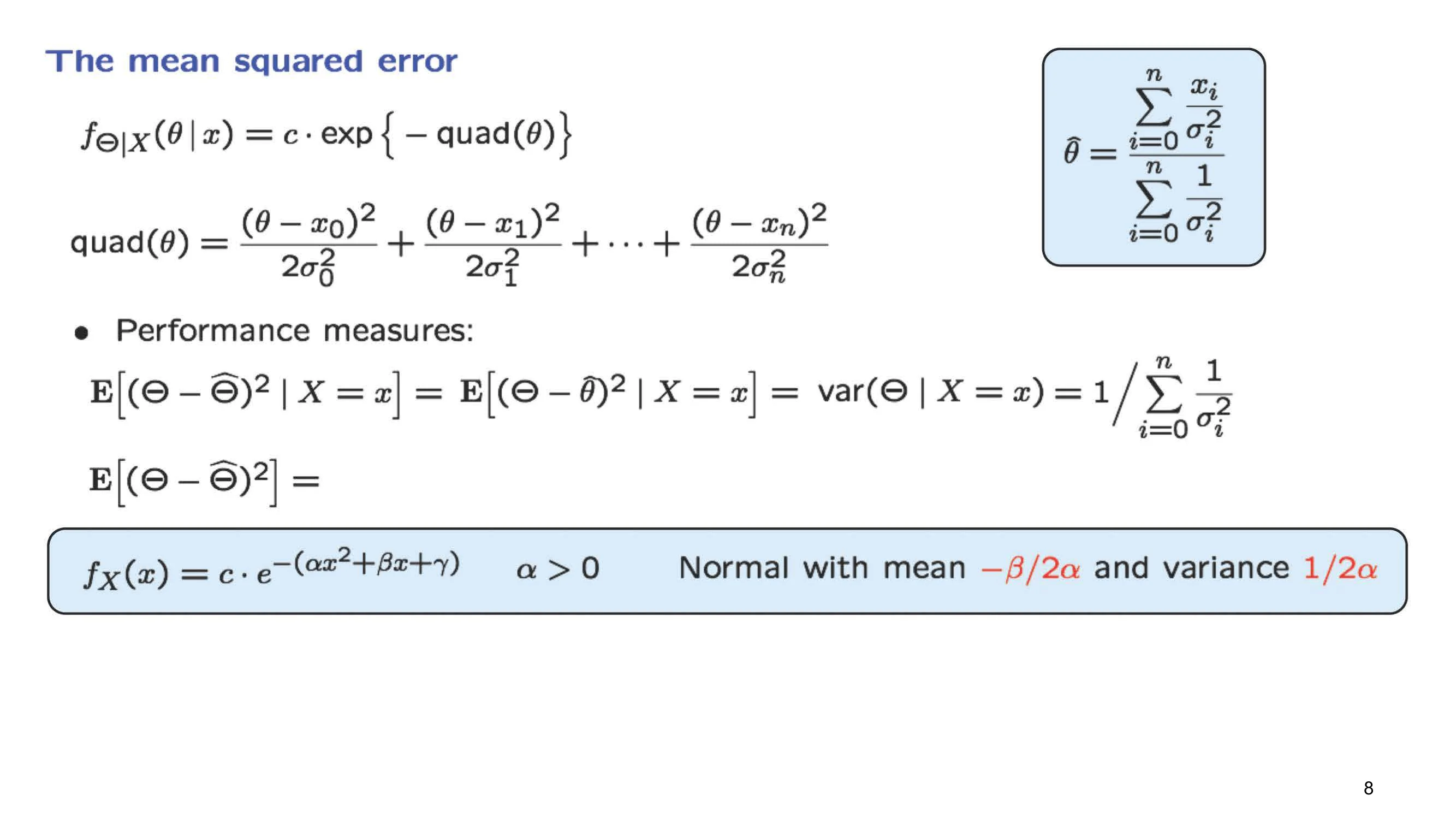 T e mean squa ed error
